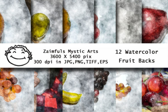 12 Watercolor Fruit Backs: Fresh Illustrations