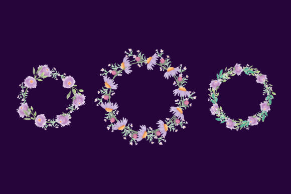 A Set Flowers Wreath Watercolor Illustrations