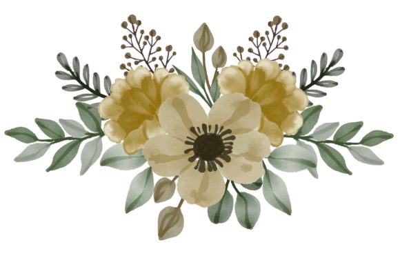 Arrangement of Yellow Watercolor Floral Illustrations