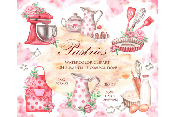 Baking Watercolor Clipart: Pastry & Chef Illustrations