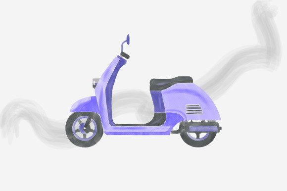 Beautiful Watercolor Scooter Illustrations