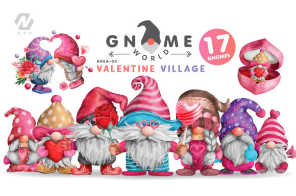 Gnome Valentine Watercolor PNG Clipart