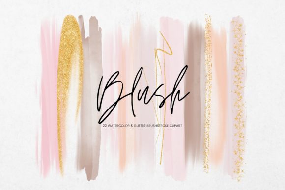 Gold and Watercolor Brush Strokes Illustrations