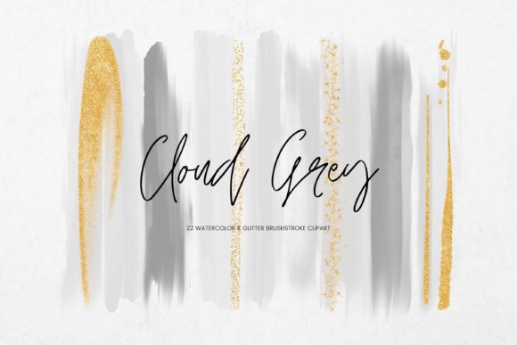Grey Watercolour Brush Stroke Illustrations