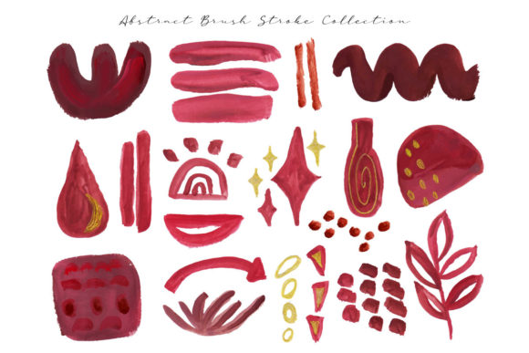 Pink Brush Stroke Gouache Watercolor Illustrations