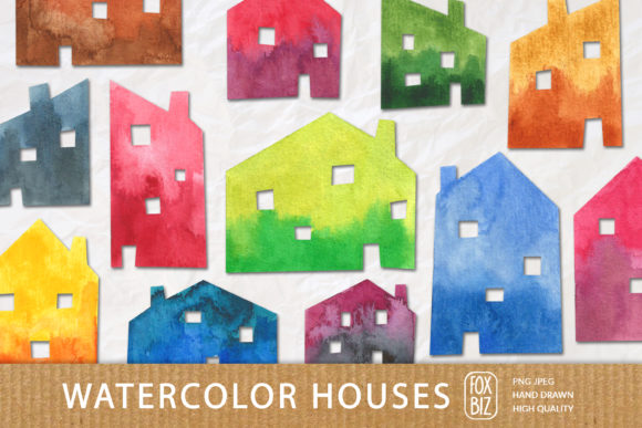 Review: Watercolor Hand Drawn Cute Houses for Embroidery