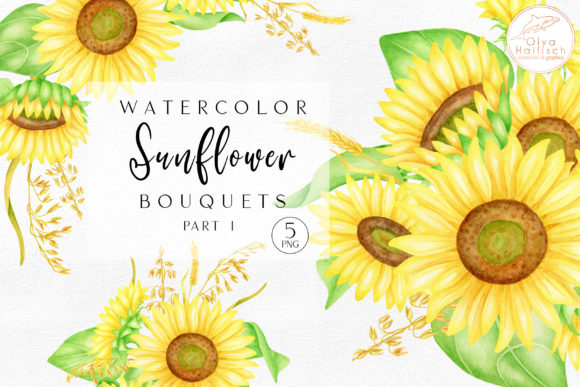 Review: Watercolor Sunflower Bouquets PNG Set for Embroidery