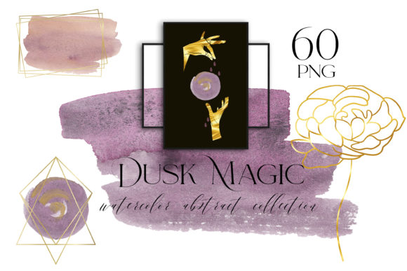 Watercolor Abstract Clipart, Splash Gold Illustrations