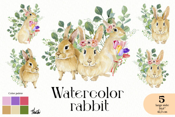 Watercolor Animal Rabbit Clipart Png and Illustrations