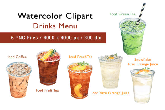 Watercolor Drinks Menu: Fresh Illustrations for Crafters