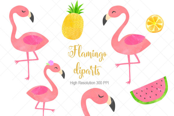 Watercolor Flamingo Clipart
