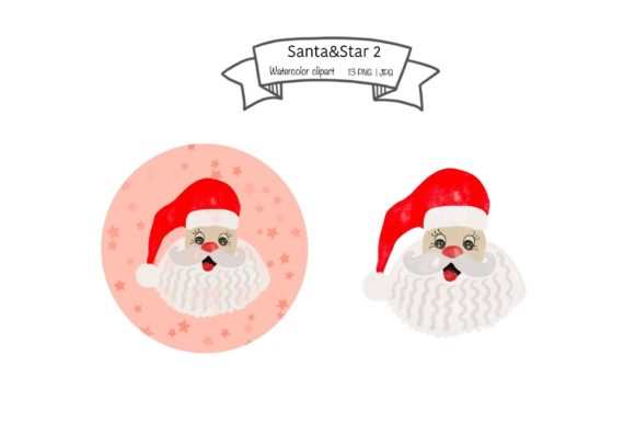 Watercolor Santa Star Set 2 Illustrations