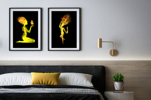 Watercolor Symbol of Fire - Girl: Premium Illustrations