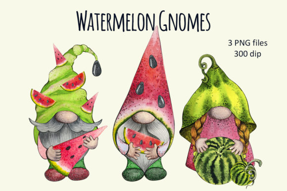 Watercolor Watermelon Gnomes: Summer Illustrations Review